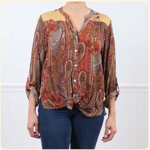 🕕 🌟3 for $30 🌟 NWOT | Hope Springs Mixed Print Floral Paisley Button Down LS | S